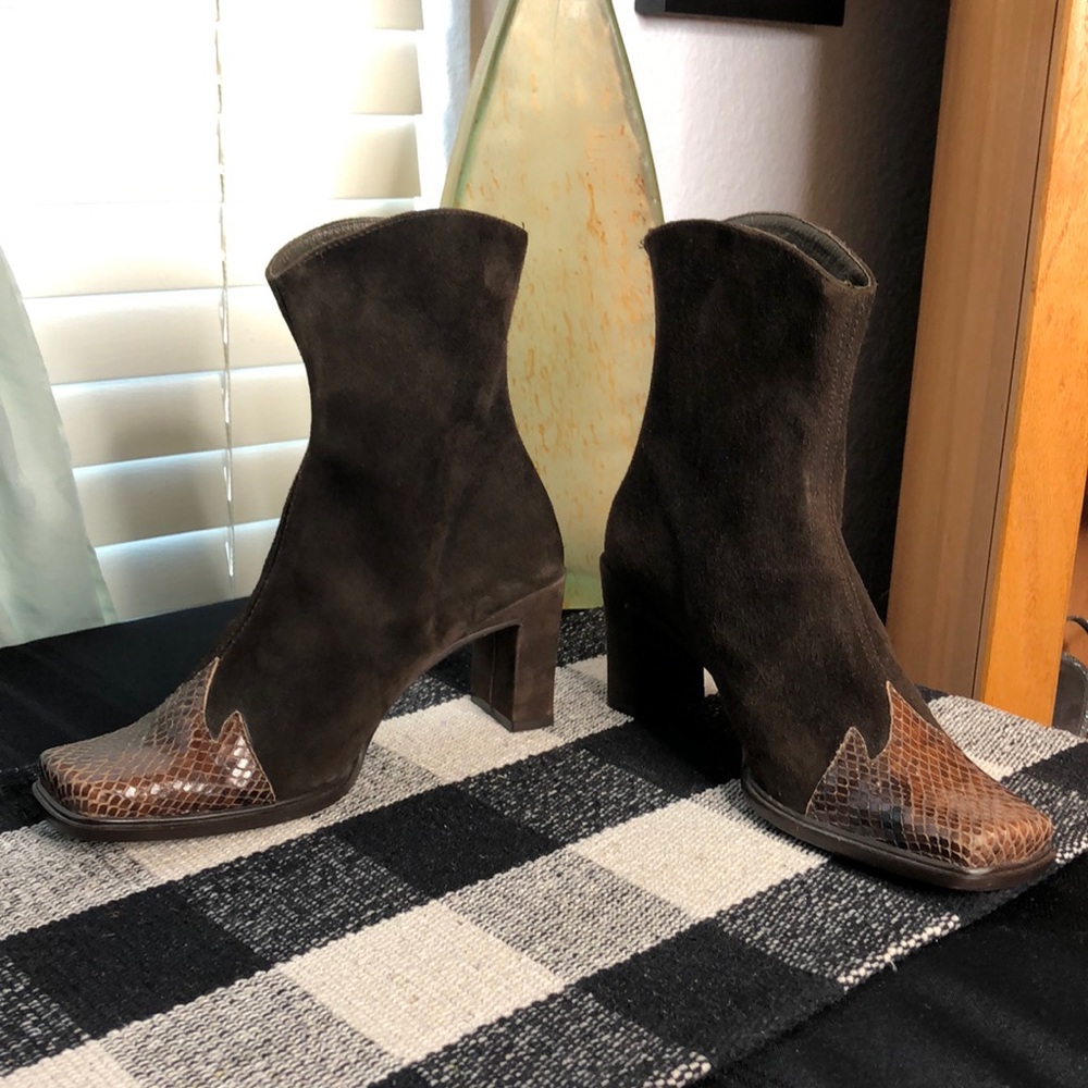 Pedro Miralles Harris Prestige Suede Square Toe Vintage Booties Sz EU35C/US 5